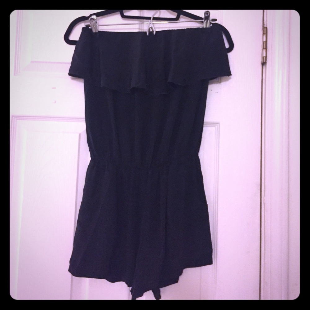Black silk romper