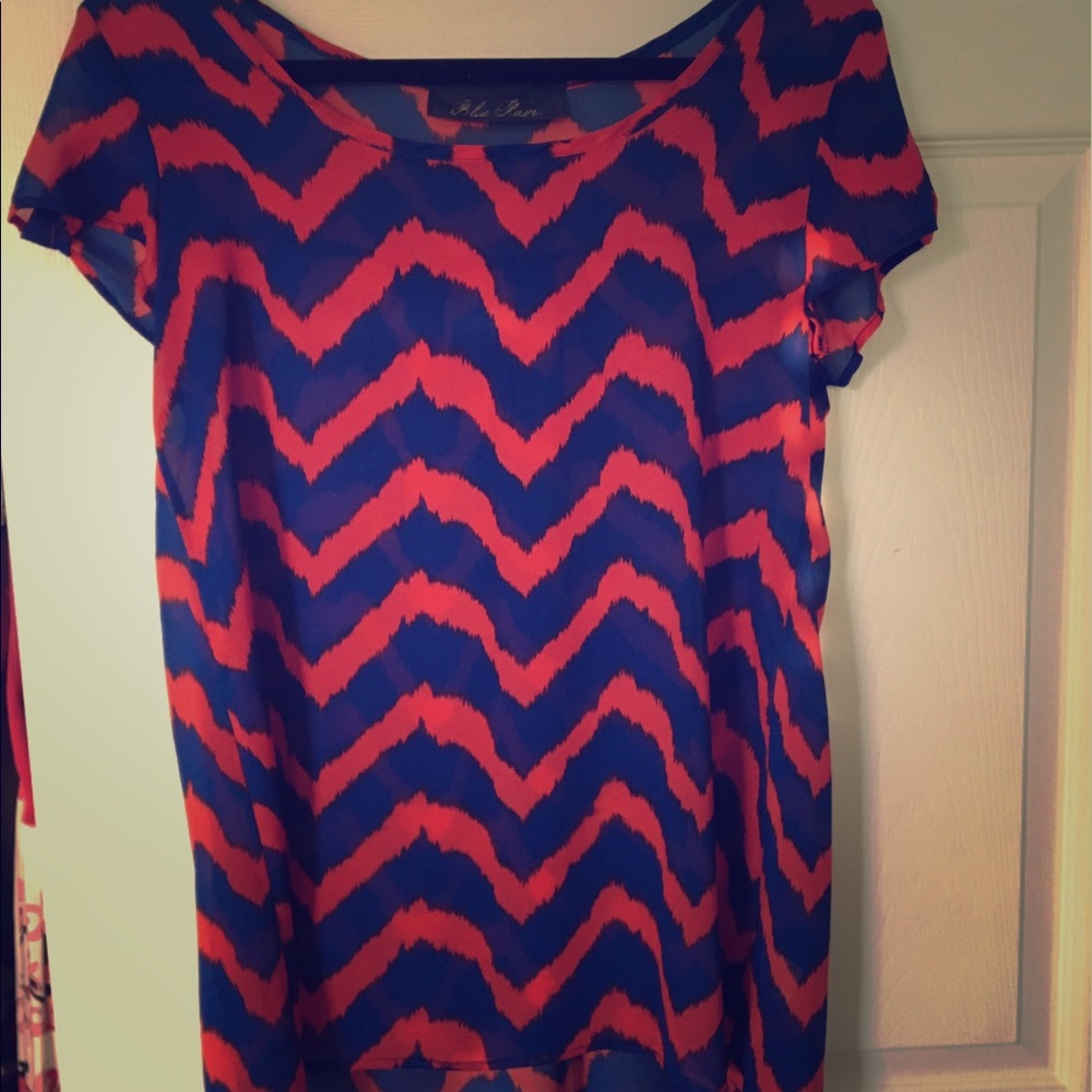 Red and blue zig zag blouse!
