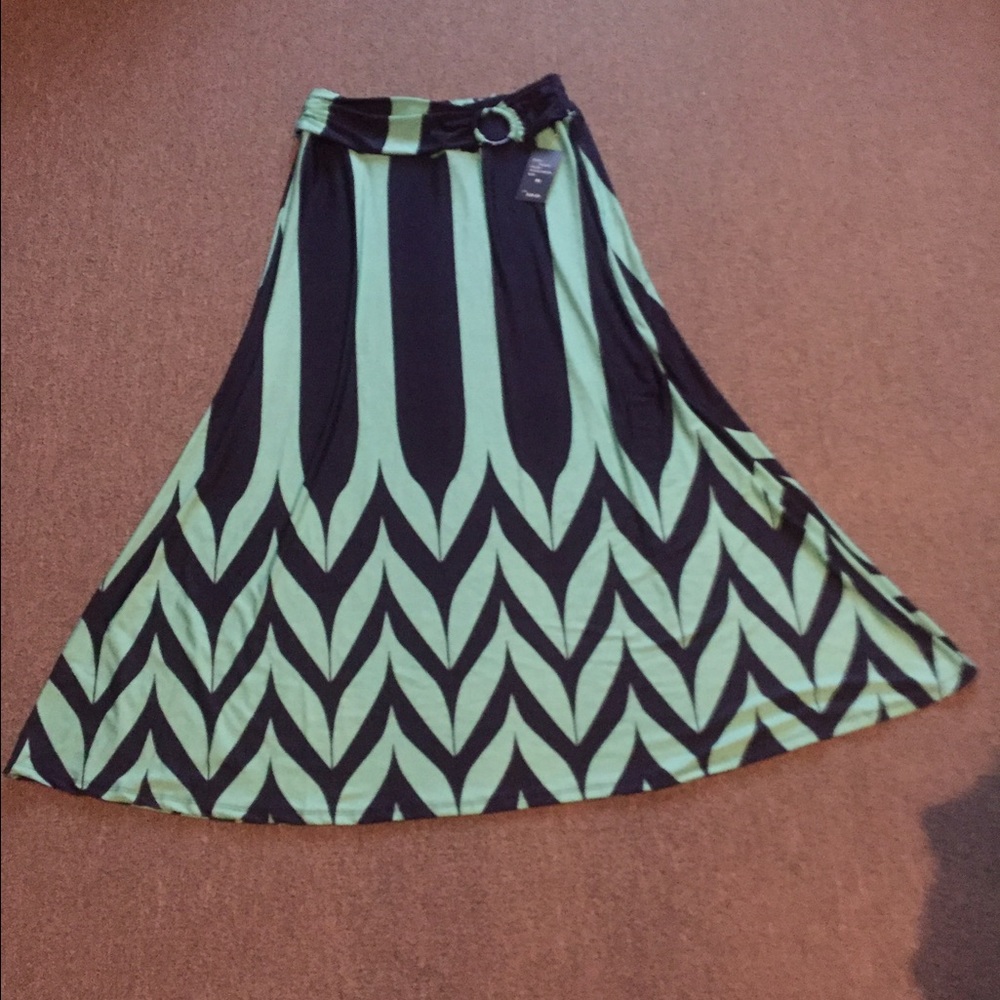 Maxi skirt, navy and mint stripes
