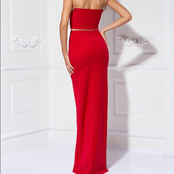 Open back / Column Strapless Floor-Length Dress - Picture 2 of 8