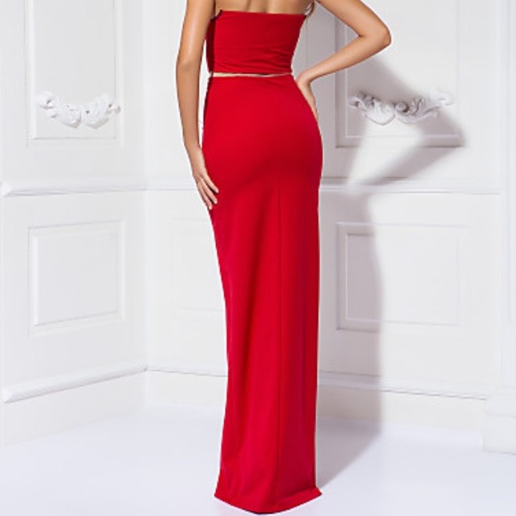 Open back / Column Strapless Floor-Length Dress - Picture 4 of 8