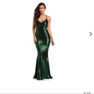 Green sequin prom dress