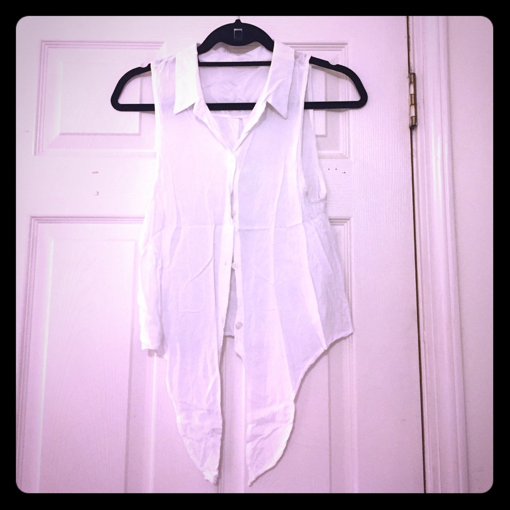 White tie-front tank