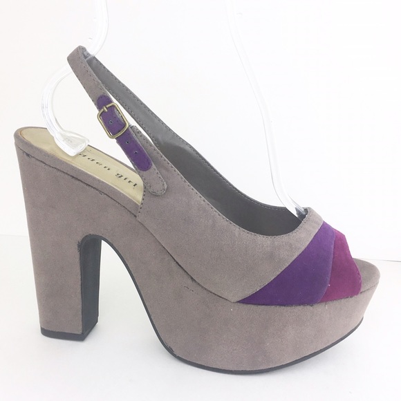 Madden Girl Shoes - Madden Girl Suede Gray Purple Platforms Slingback