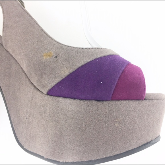Madden Girl Suede Gray Purple Platforms Slingback - Picture 3 of 8