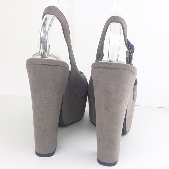 Madden Girl Suede Gray Purple Platforms Slingback - Picture 4 of 8
