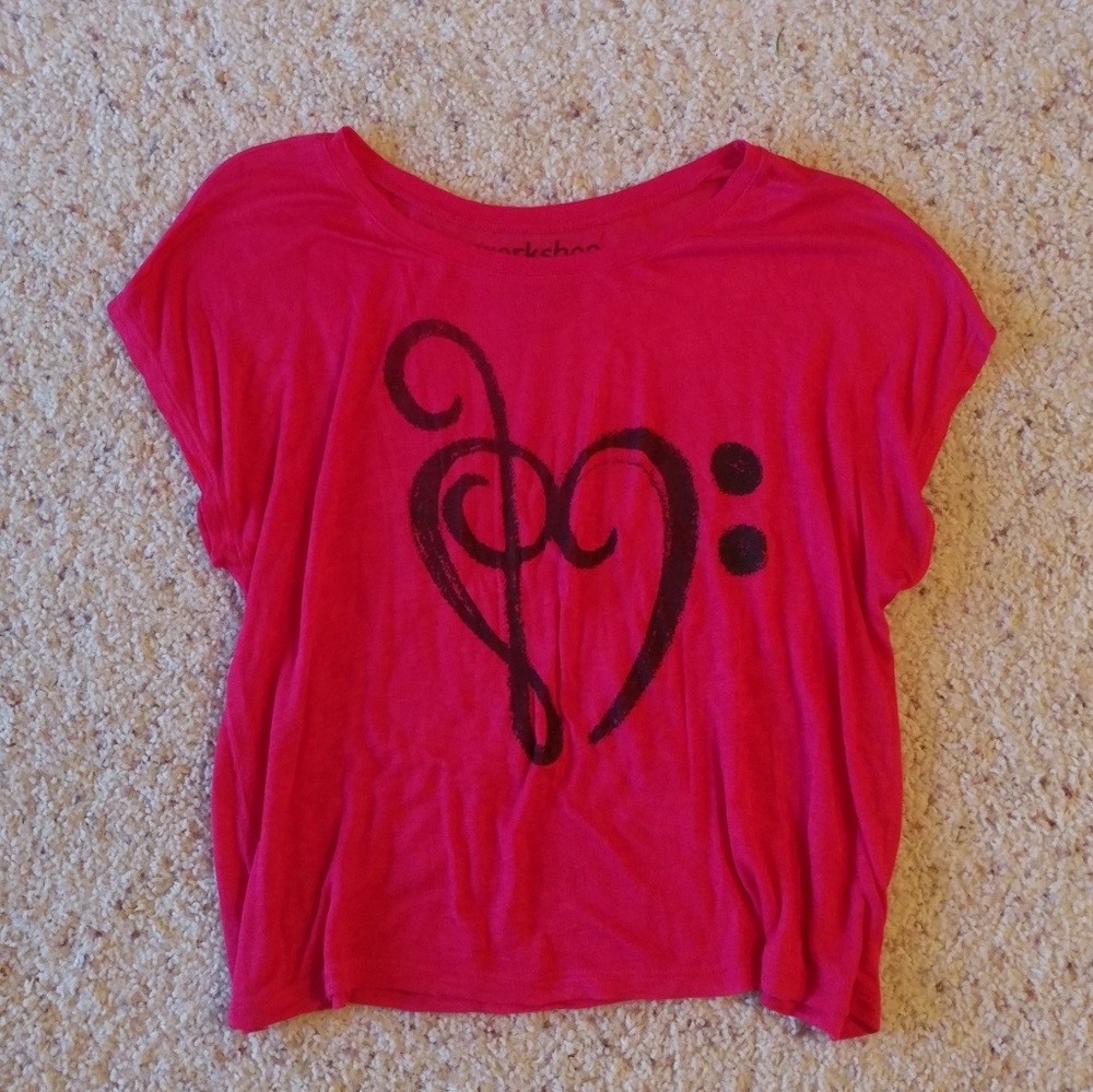 🔺Cherry red - oversized - heart music note shirt