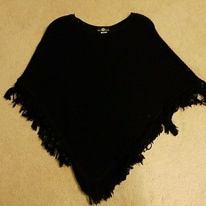 Black crochet poncho