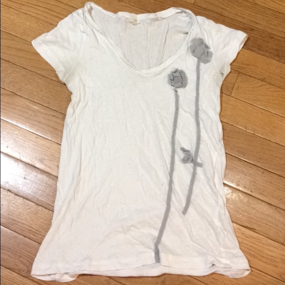 White J.Crew T-Shirt with Gray Flowers