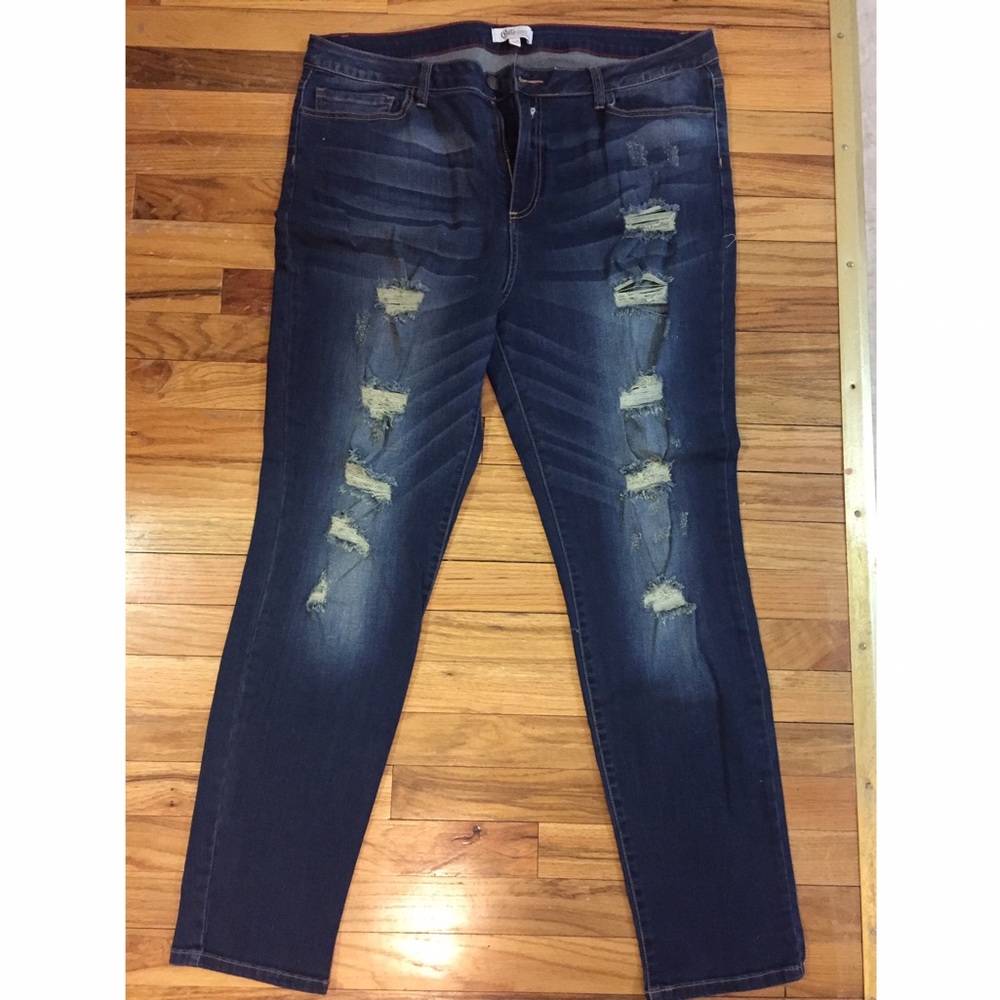Ripped front denim jeans