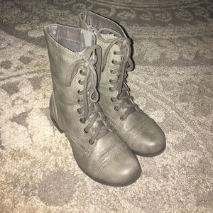 Grey combat boots