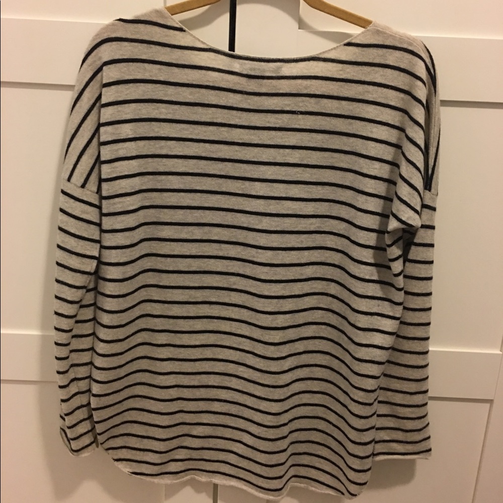 Vince Striped Wool Blend-Heather Cloud-Black - Picture 3 of 3