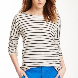 Vince Striped Wool Blend-Heather Cloud-Black