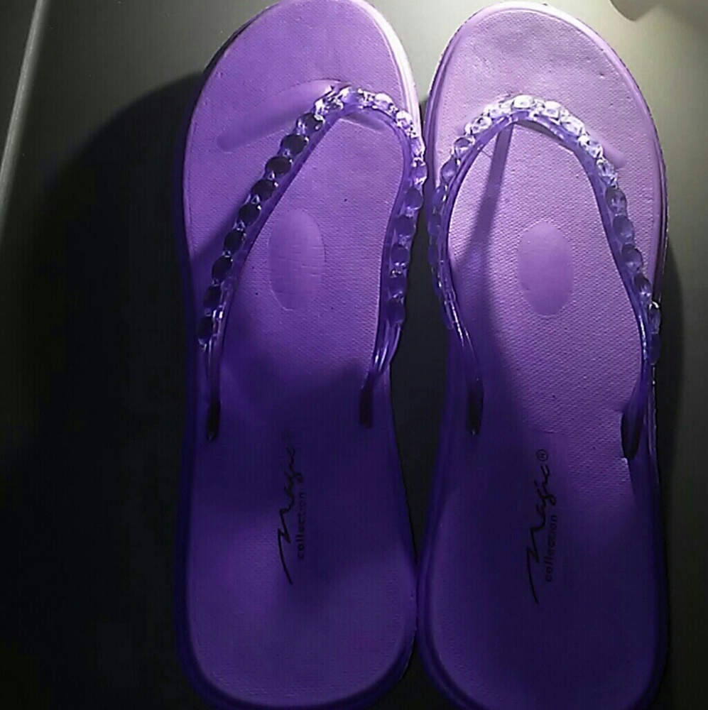 Purple Jeweled. Thong Flipflops