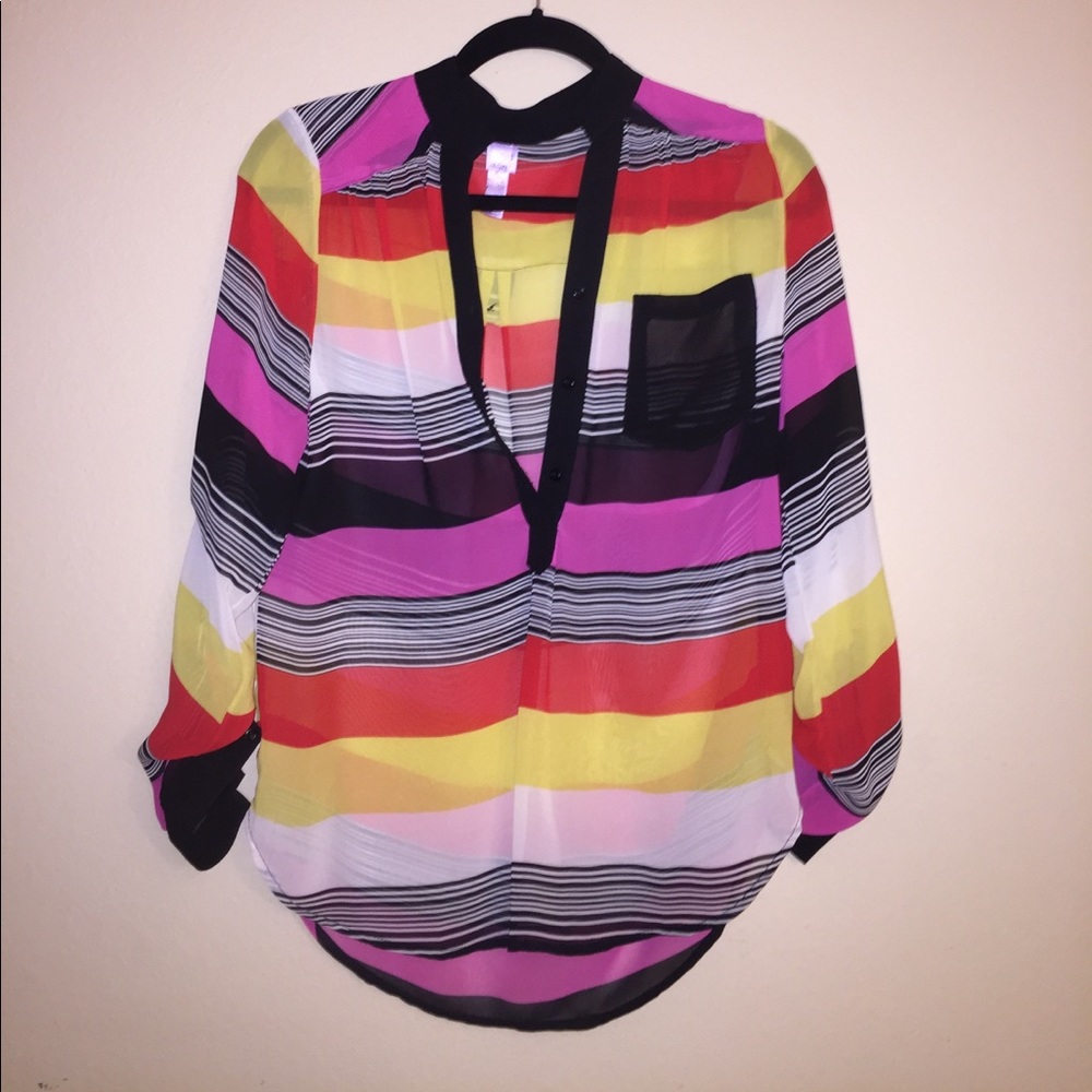 Perfect colorful stripe chiffon top