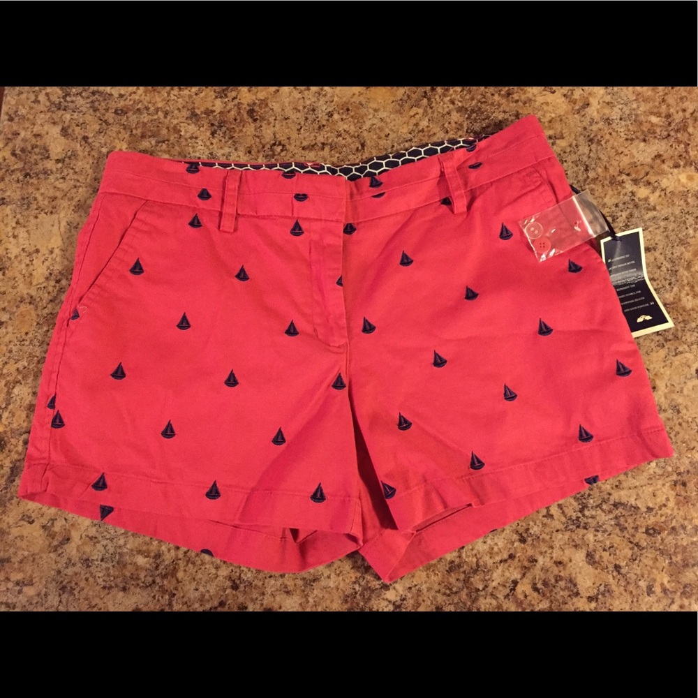 British Khaki Embroidered blue Sail Boat Shorts