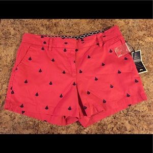 British Khaki Embroidered blue Sail Boat Shorts