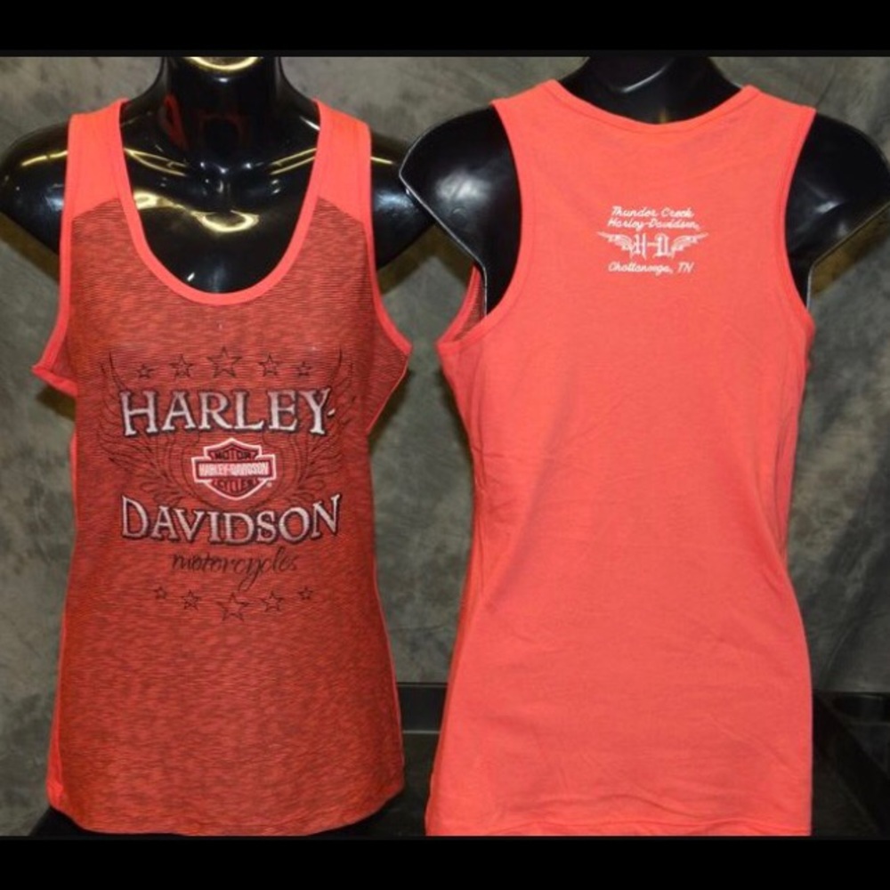 Ladies Licensed Coral & Black Striped Tank Top