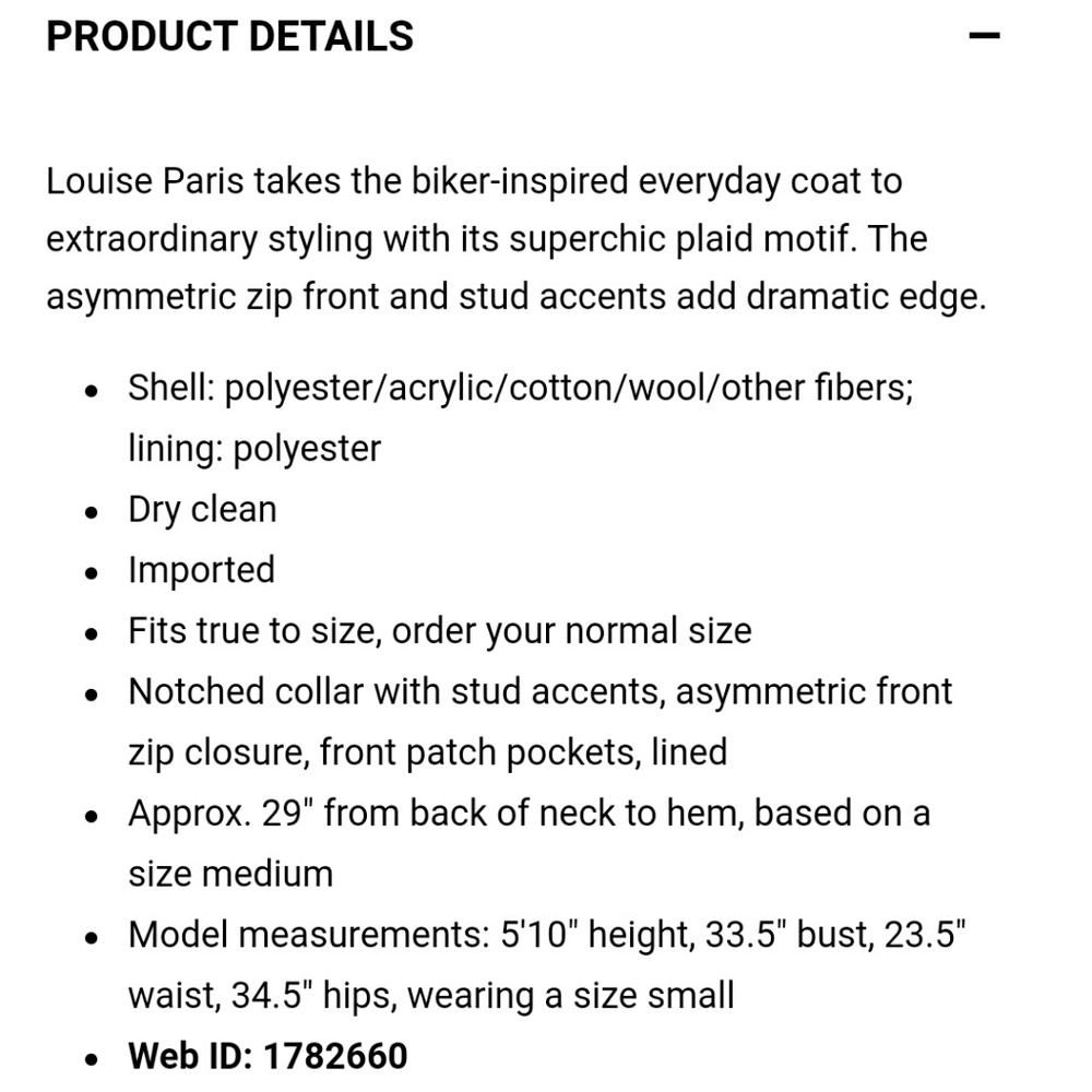 Last One! NWT Louise Paris Plaid Coat XS - Picture 8 of 8