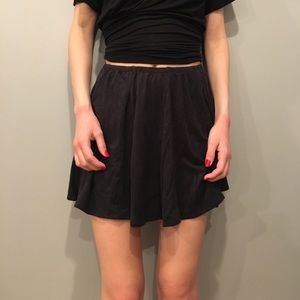 Brandy Melville Black Suede Skater Skirt