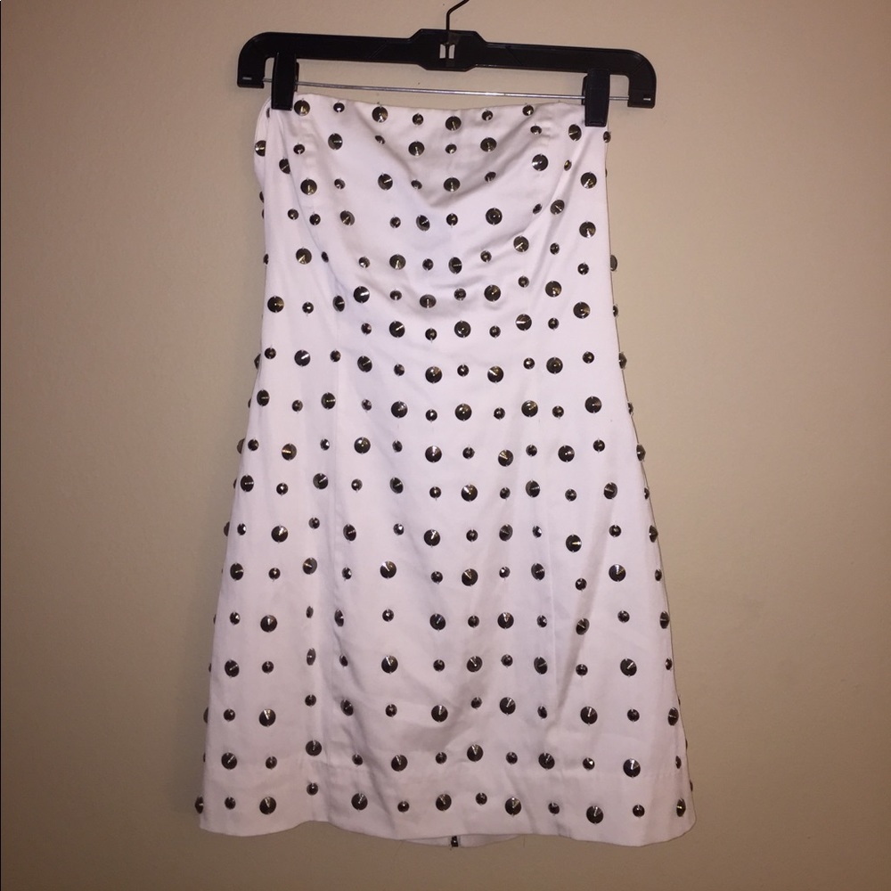 Perfect white studded strapless dress