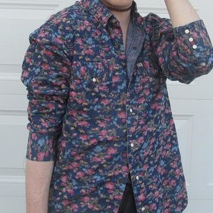 Floral Demin Long Sleeve Button Up
