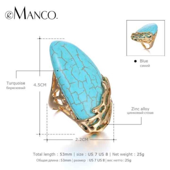 Turquoise statement ring - Picture 3 of 4