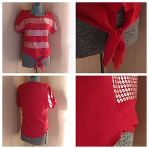 SALE 🔺 Red and Silver dressy oversized shirt