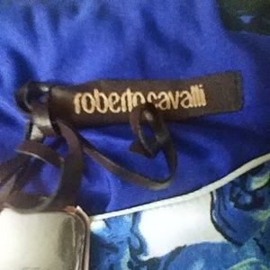 Paisley blue Roberto Cavalli cowl neck shirt