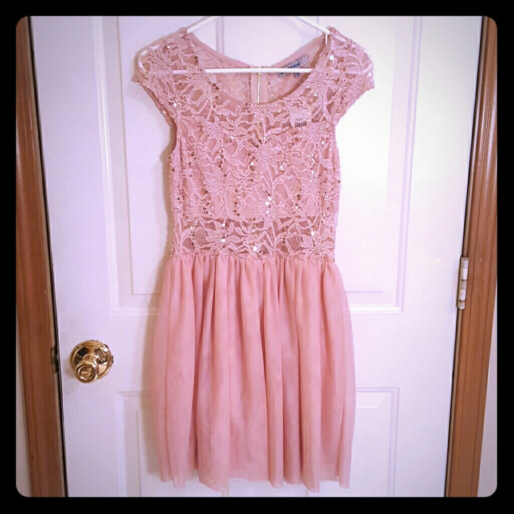 NWT Pink Sequin Lace Dress