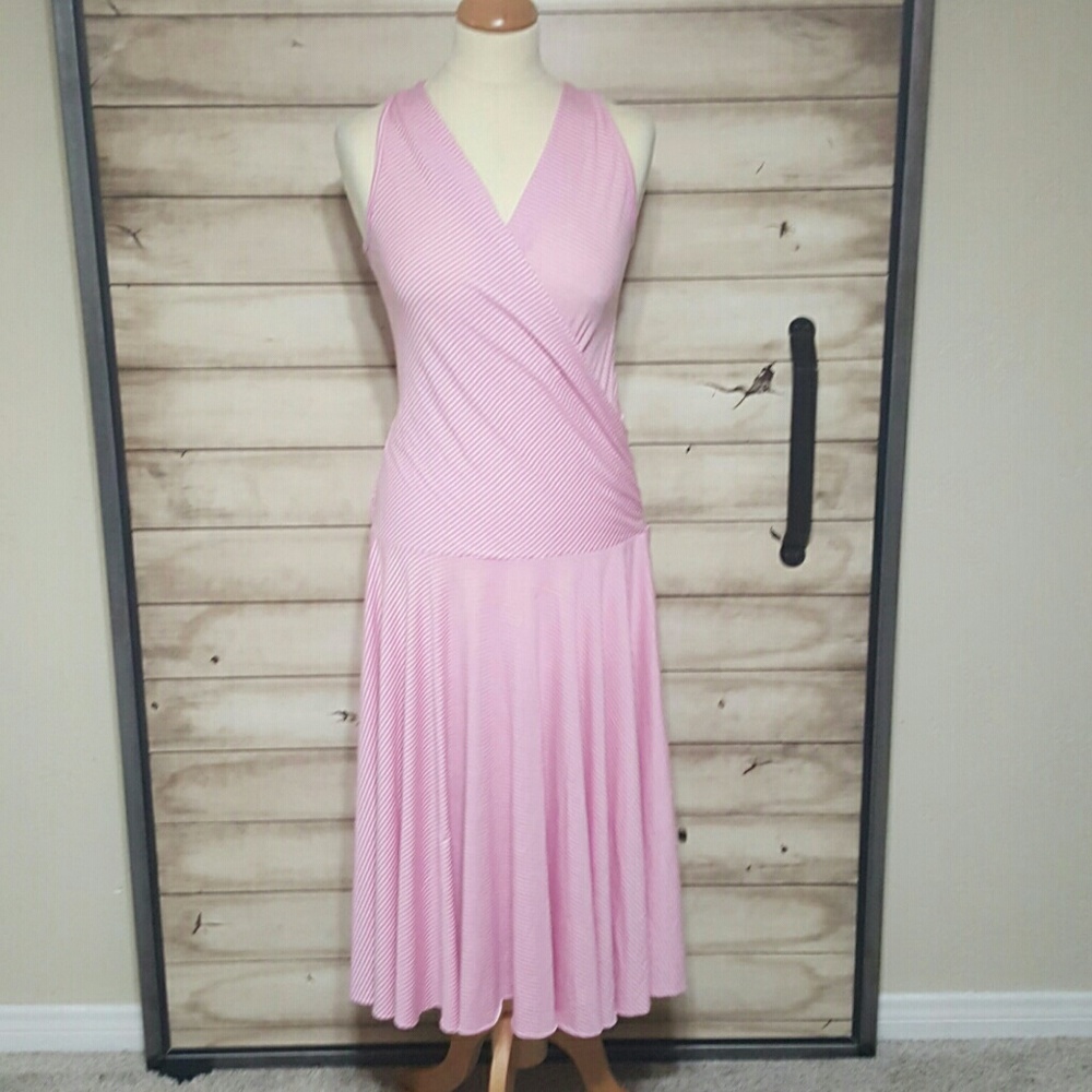 Pink striped maxi dress