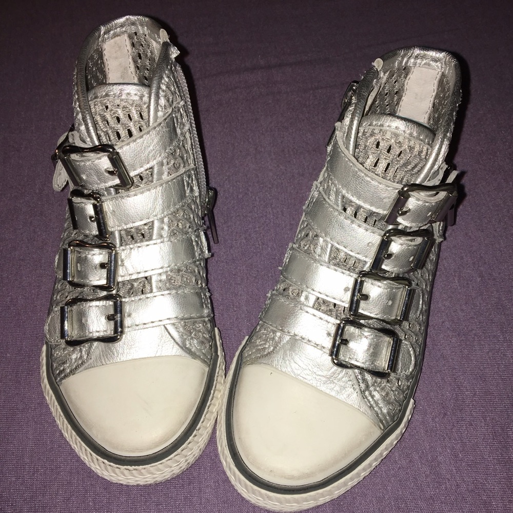 Ash Vanina Toddler Silver Mesh High Top Sneakers