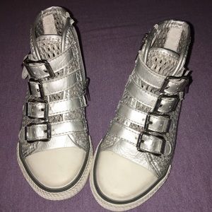 Ash Vanina Toddler Silver Mesh High Top Sneakers