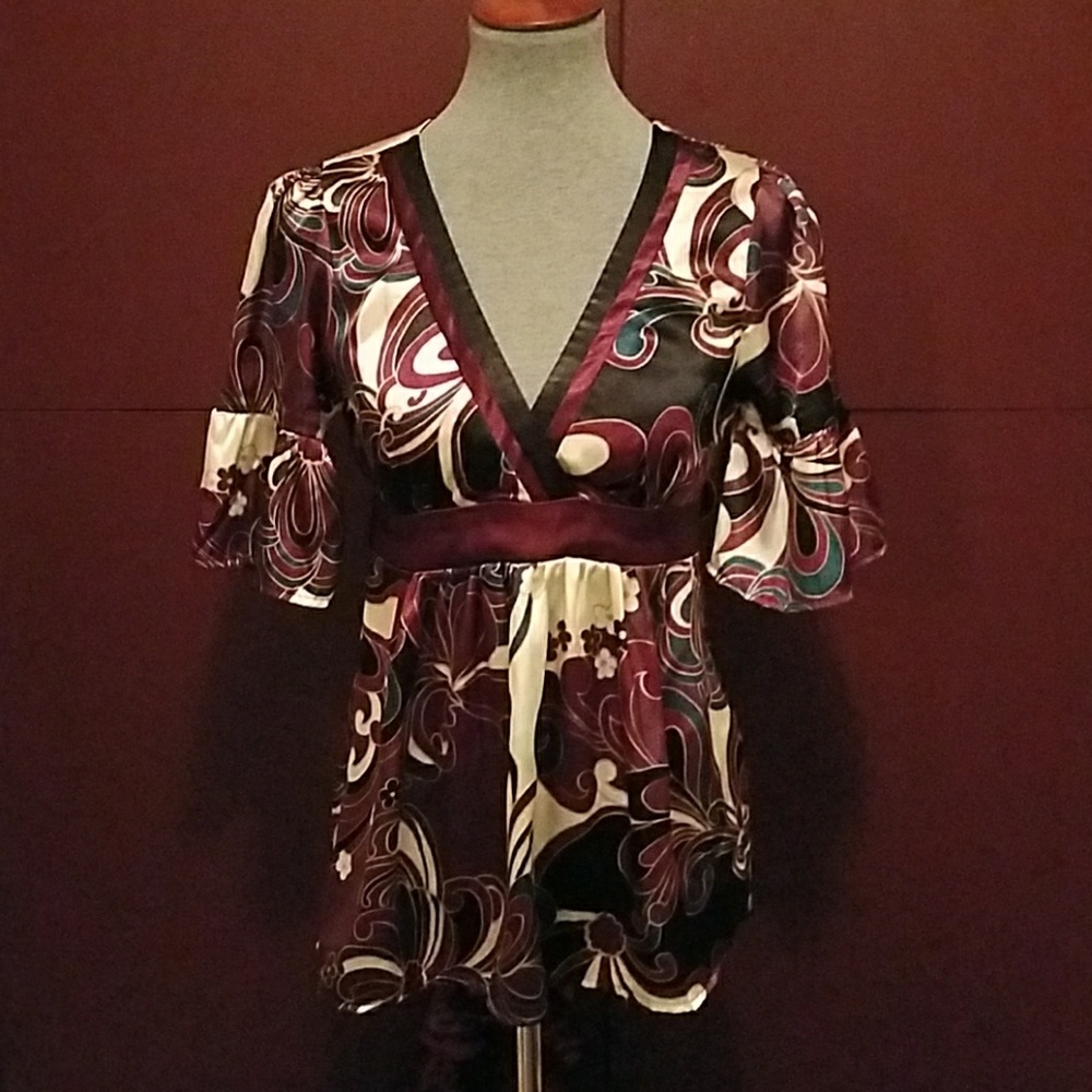 Dark plum blouse w/tie