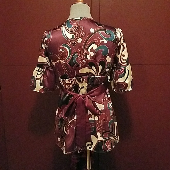 Dark plum blouse w/tie - Picture 2 of 3