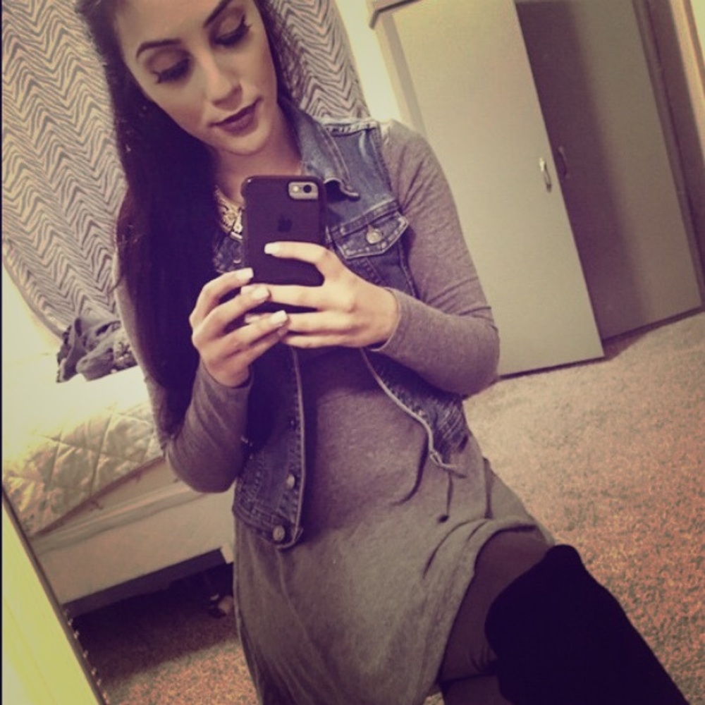 Cute long sleeve, grey, cotton dress