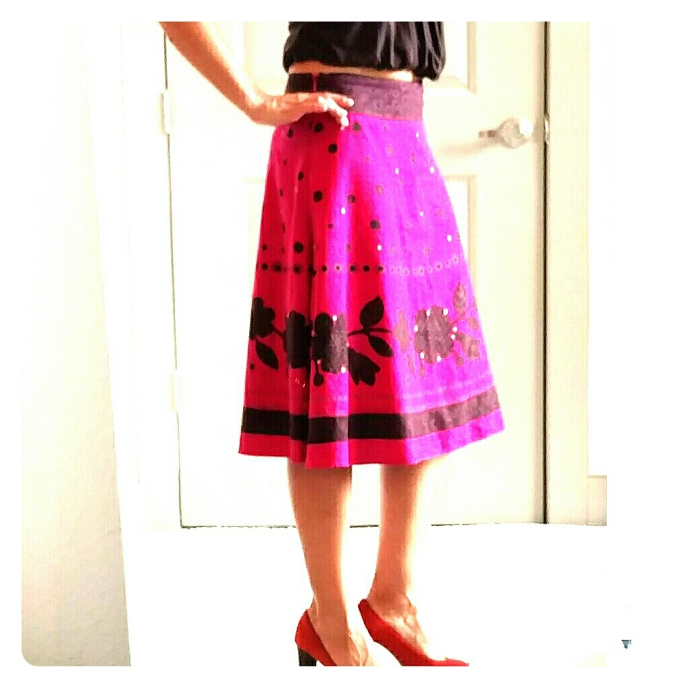 Liz Claiborne dark pink bell shaped skirt