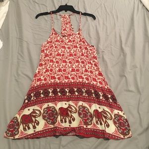 Red and white pattern dress