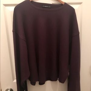 Dark purple plum oversized knot sweater from Zara