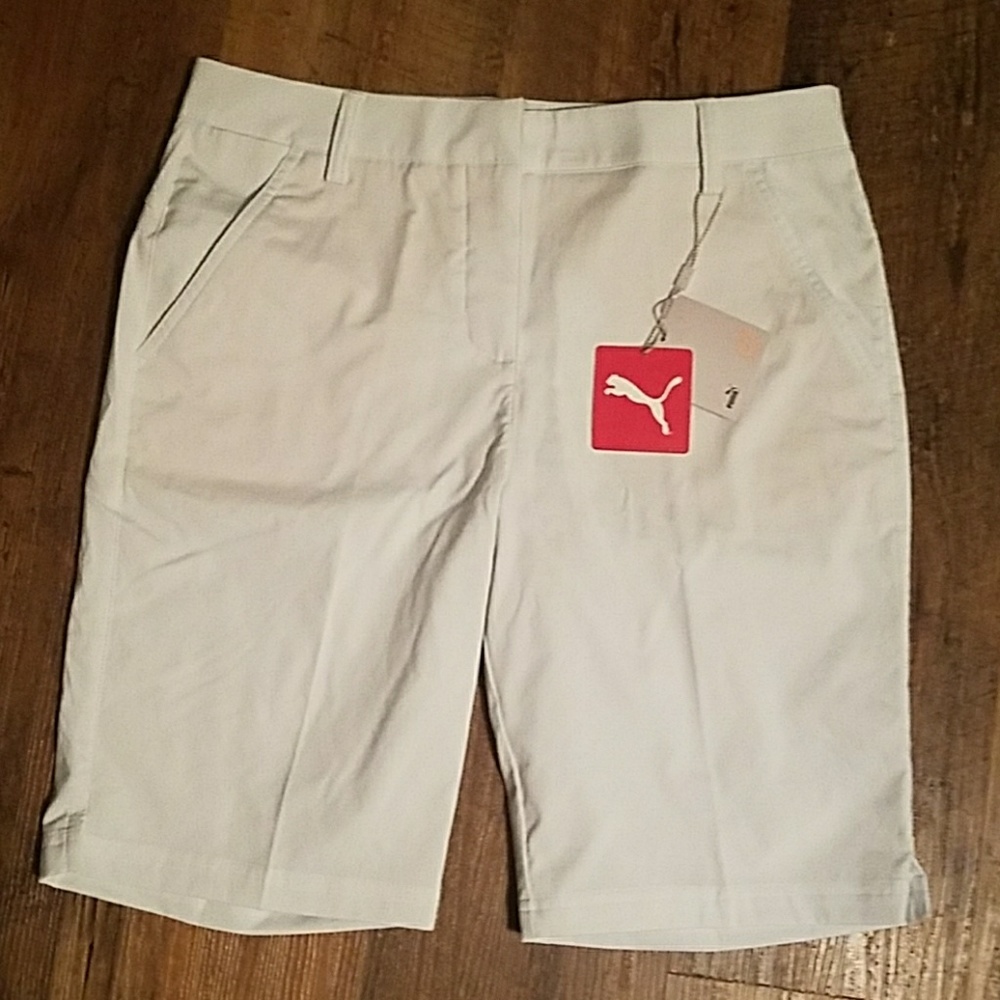 White Puma golf shorts