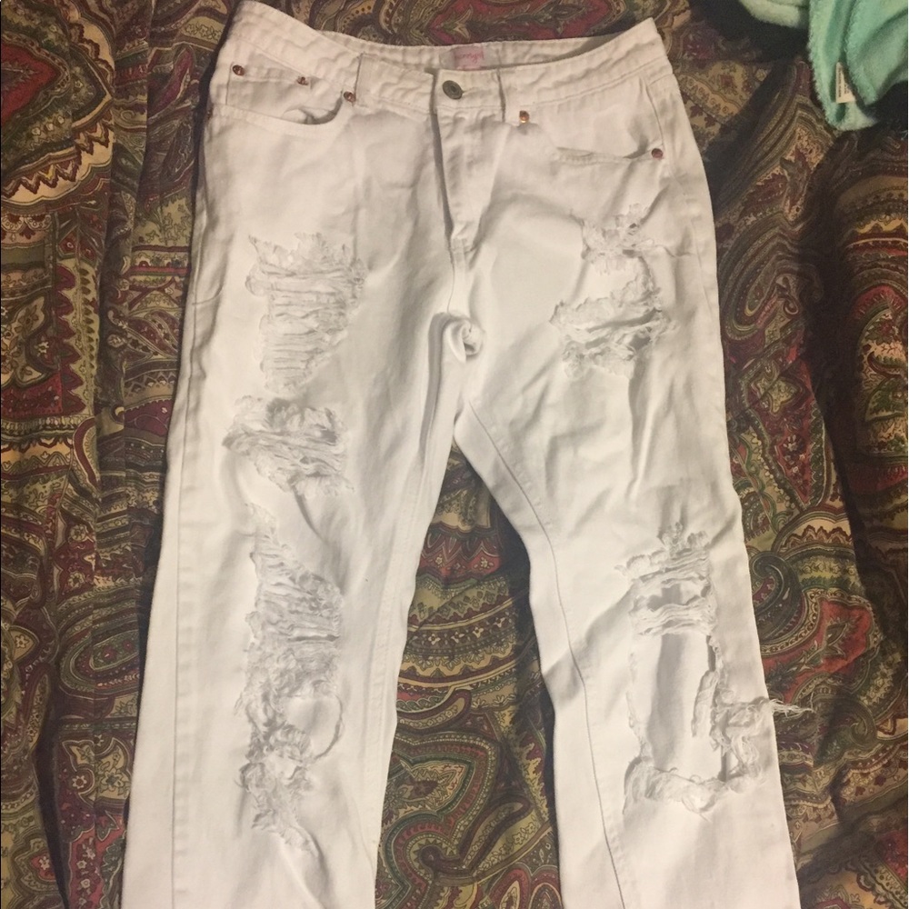 White ripped boyfriend  jeans