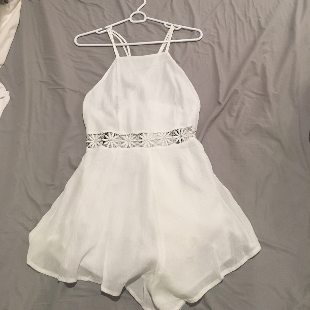 White flowy romper