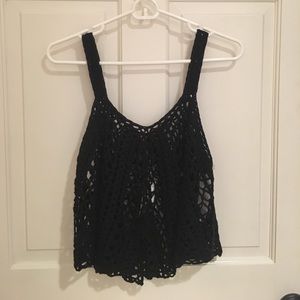 Black knit cut out tank top