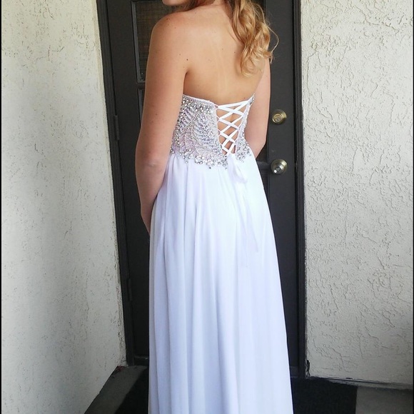 White Embellished Prom Dress - Picture 3 of 3