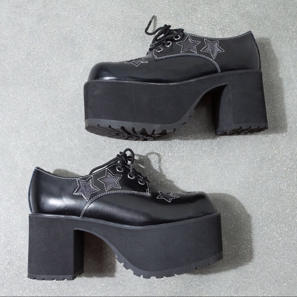 TUK Platform Black Dollskill Goth Heels Size US 8