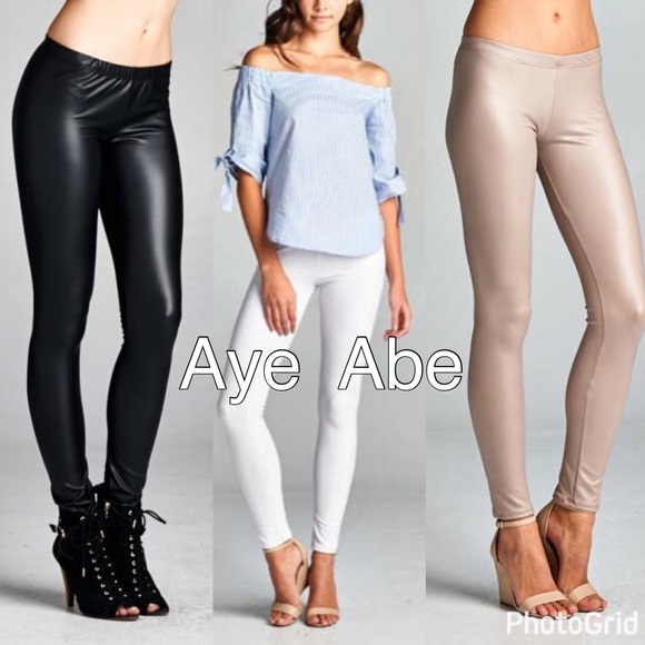 faux leather leggings Sexy slick sexy trendy sold - Picture 2 of 4