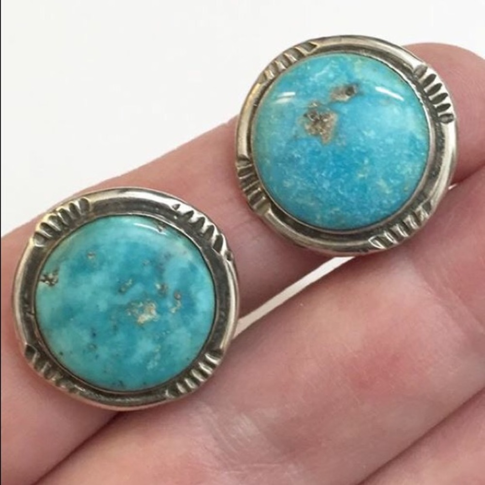 Sterling Silver Blue Turquiose Clip On Earrings