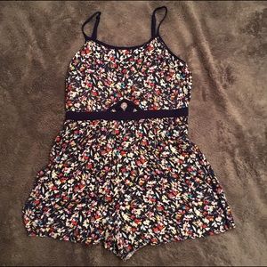 Floral Spaghetti Strap Romper Summer with cutout