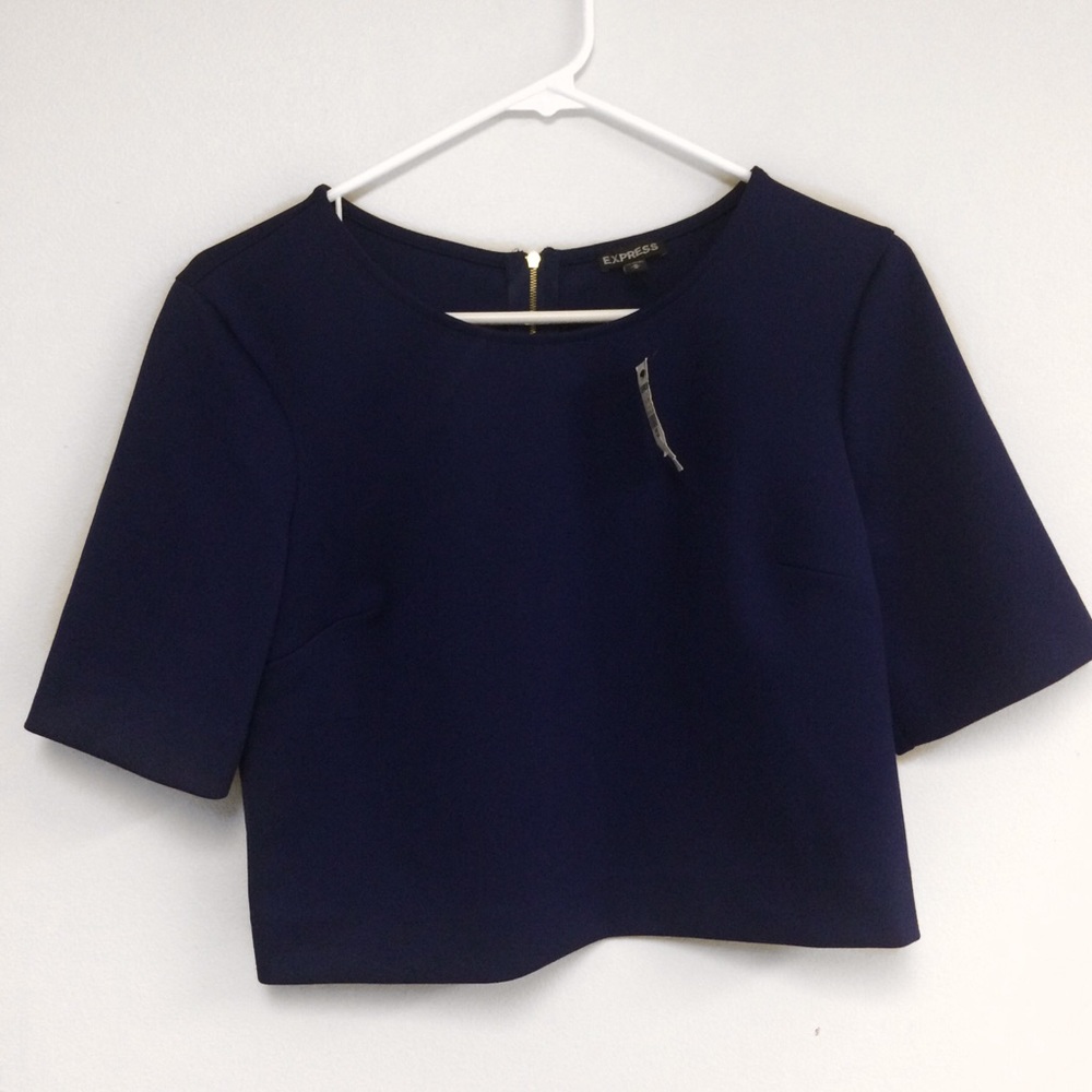 Express navy blue cropped top (NWT)