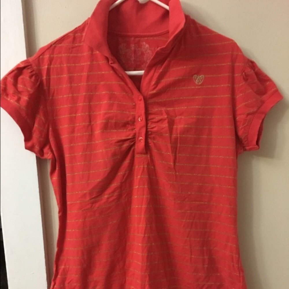 NWOT Anisette Tangerine/Gold Striped Cap Sleeve